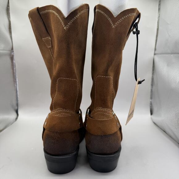 Brothers/Sons Western Harness Boots Mens Size 8 Brown Suede Square Toe Mid Calf main image 9